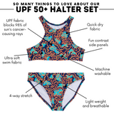 Girls Halter Top Bikini Set (2 Piece) | "Deep Dive"-SwimZip UPF 50+ Sun Protective Swimwear & UV Zipper Rash Guards-pos4