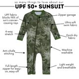 Sunsuit - Long Sleeve Romper Swimsuit | "Hawaiian Rainforest"-SwimZip UPF 50+ Sun Protective Swimwear & UV Zipper Rash Guards-pos3