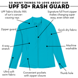 Women's Long Sleeve Rash Guard with Pockets | "Scuba Blue"-SwimZip UPF 50+ Sun Protective Swimwear & UV Zipper Rash Guards-pos4