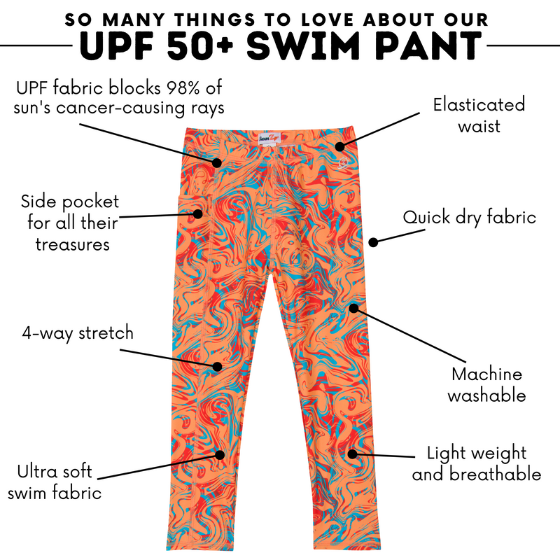 Kids Swim Pants | "Swirl"-SwimZip UPF 50+ Sun Protective Swimwear & UV Zipper Rash Guards-pos4