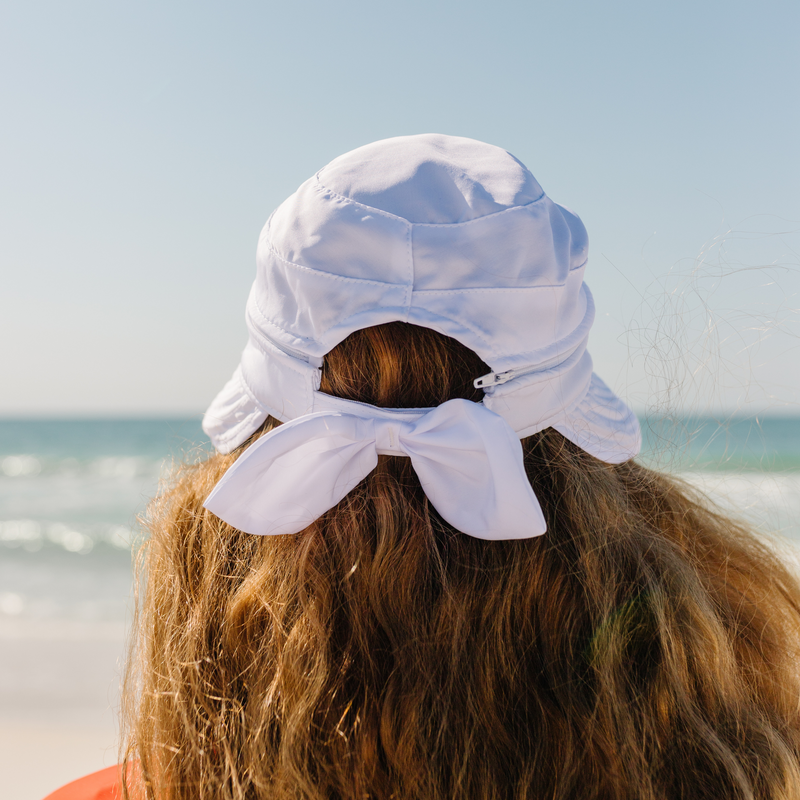 Women's Zip Off Adjustable Sun Visor + Sun Hat - White-Adult-White-SwimZip UPF 50+ Sun Protective Swimwear & UV Zipper Rash Guards-pos4