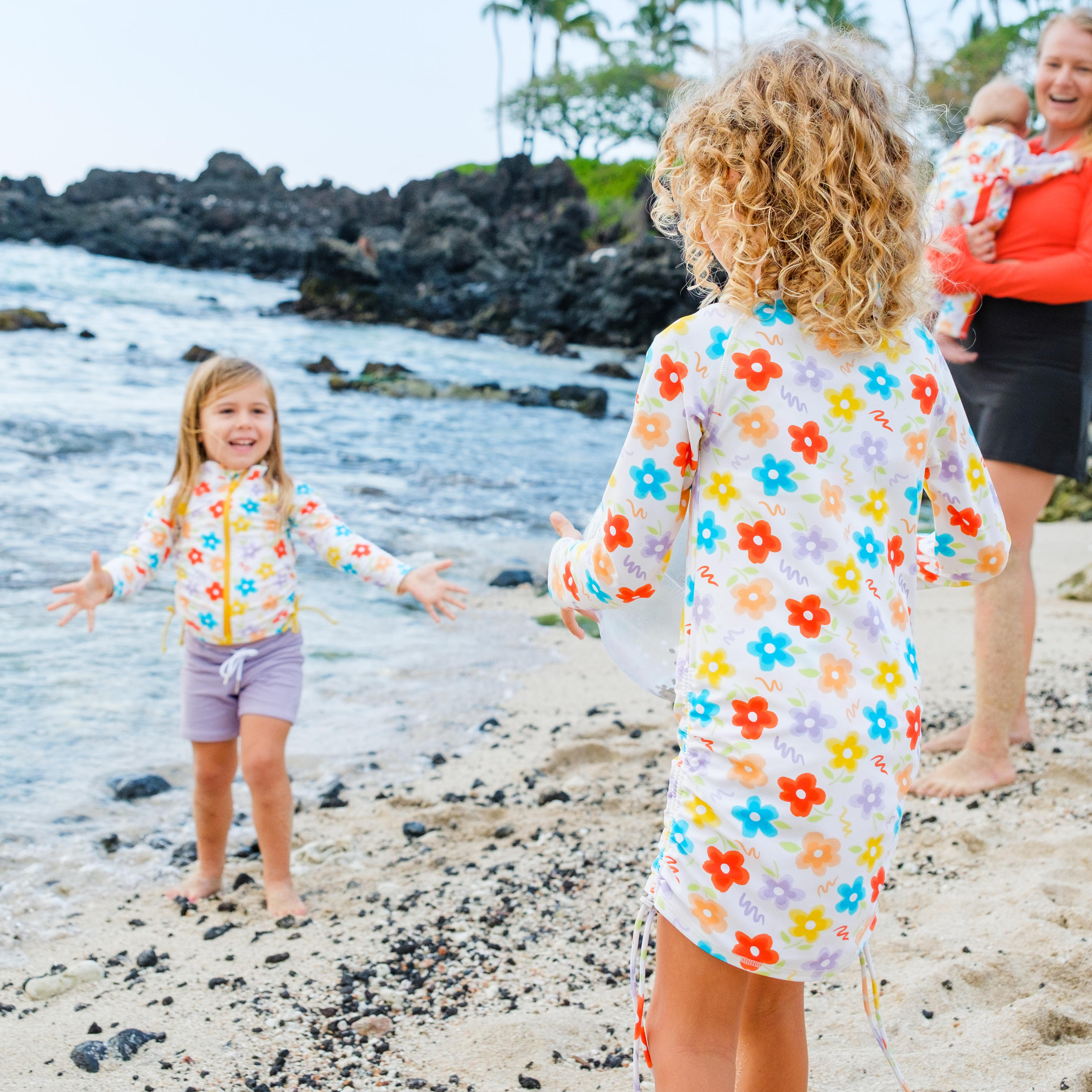 Girls Long Sleeve Swim Dress Cover Up | "Blossom"-SwimZip UPF 50+ Sun Protective Swimwear & UV Zipper Rash Guards-pos6