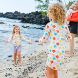 Girls Long Sleeve Swim Dress Cover Up | "Blossom"-SwimZip UPF 50+ Sun Protective Swimwear & UV Zipper Rash Guards-pos5