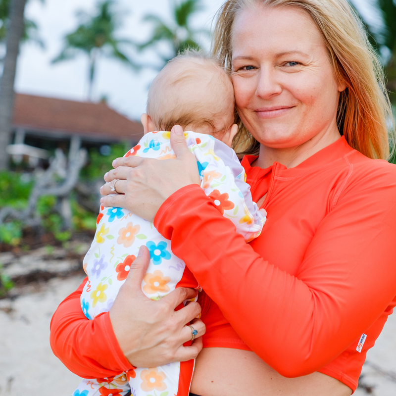 Sunsuit - Long Sleeve Romper Swimsuit | "Blossom"-SwimZip UPF 50+ Sun Protective Swimwear & UV Zipper Rash Guards-pos5