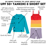 Girls Long Sleeve Rash Guard + Tankini Shorts Set (3 Piece) | "Color Pop"-SwimZip UPF 50+ Sun Protective Swimwear & UV Zipper Rash Guards-pos4