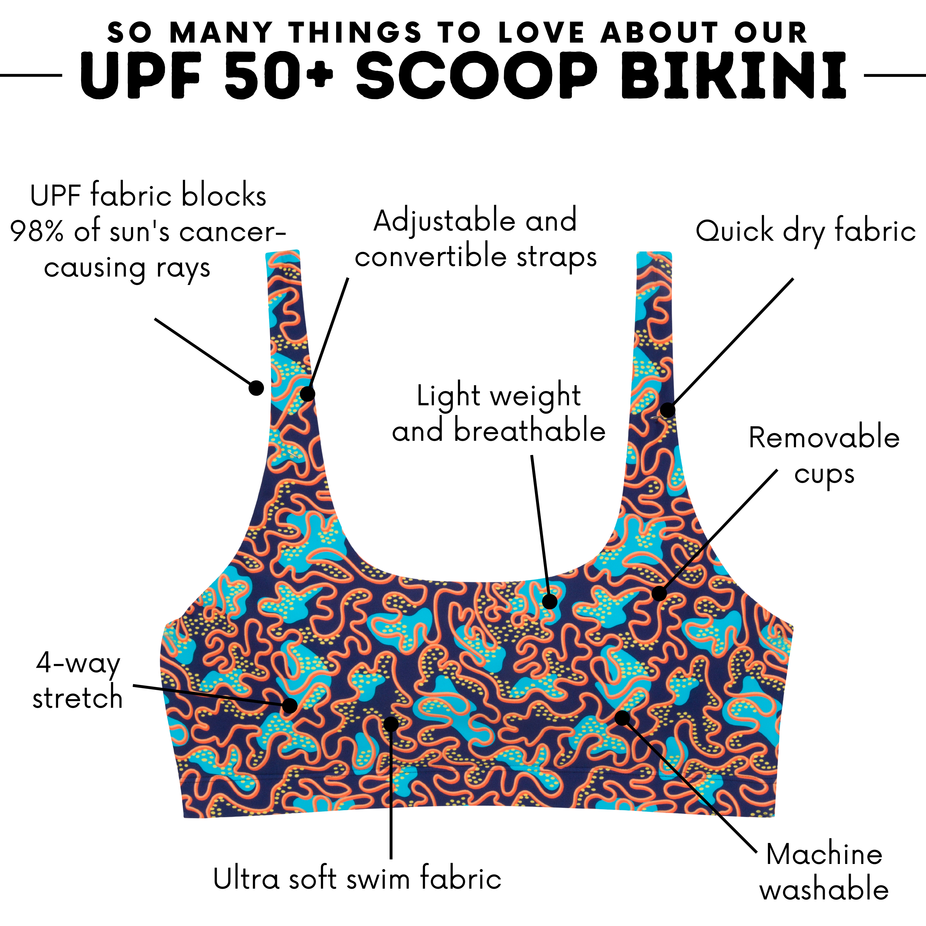 Women's Scoop Neck Bikini Top | "Deep Dive"-SwimZip UPF 50+ Sun Protective Swimwear & UV Zipper Rash Guards-pos5