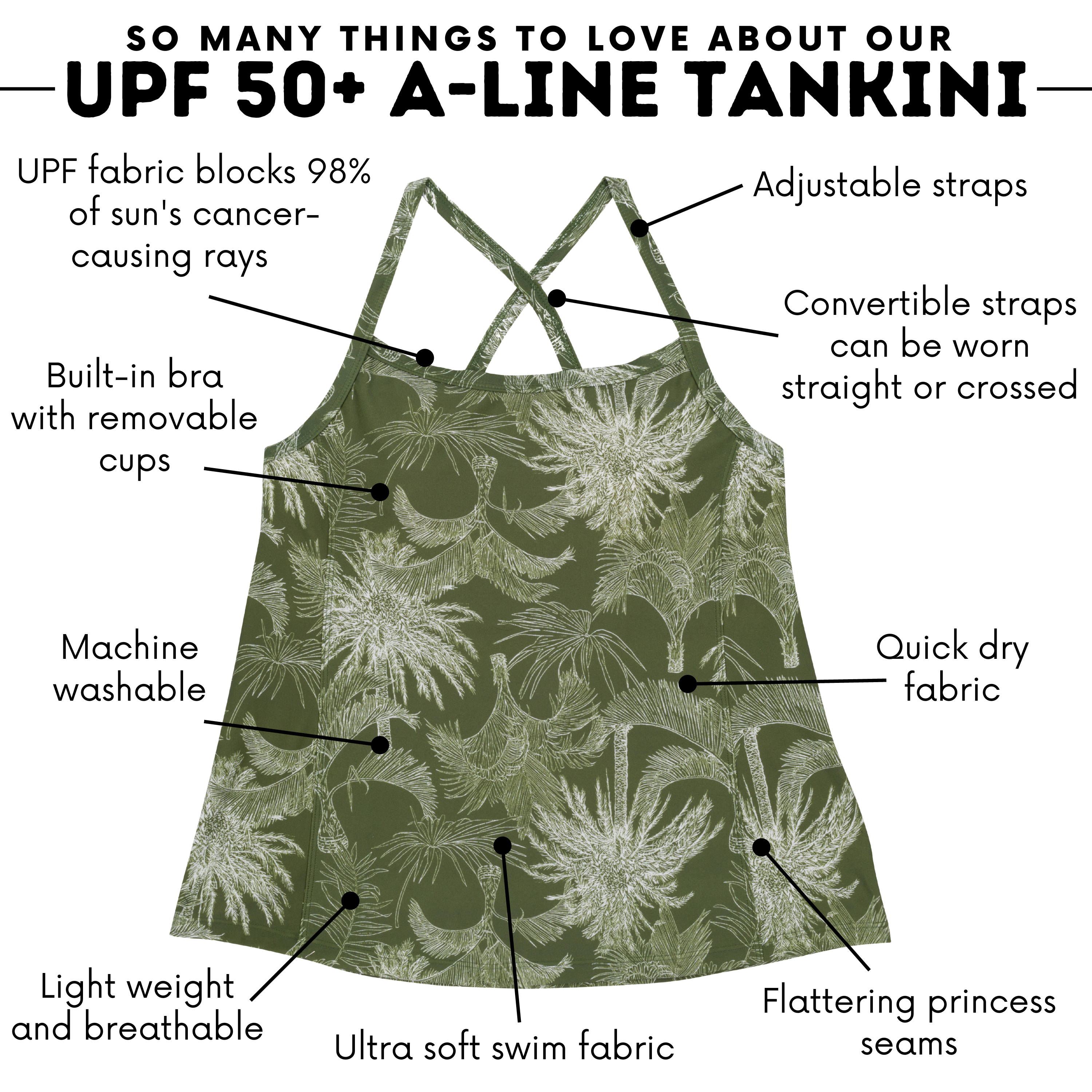 Women's Strappy A-Line Tankini Top