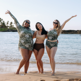 Women's High Waist Bikini Bottoms Ruched | "Hawaiian Rainforest"-SwimZip UPF 50+ Sun Protective Swimwear & UV Zipper Rash Guards-pos7