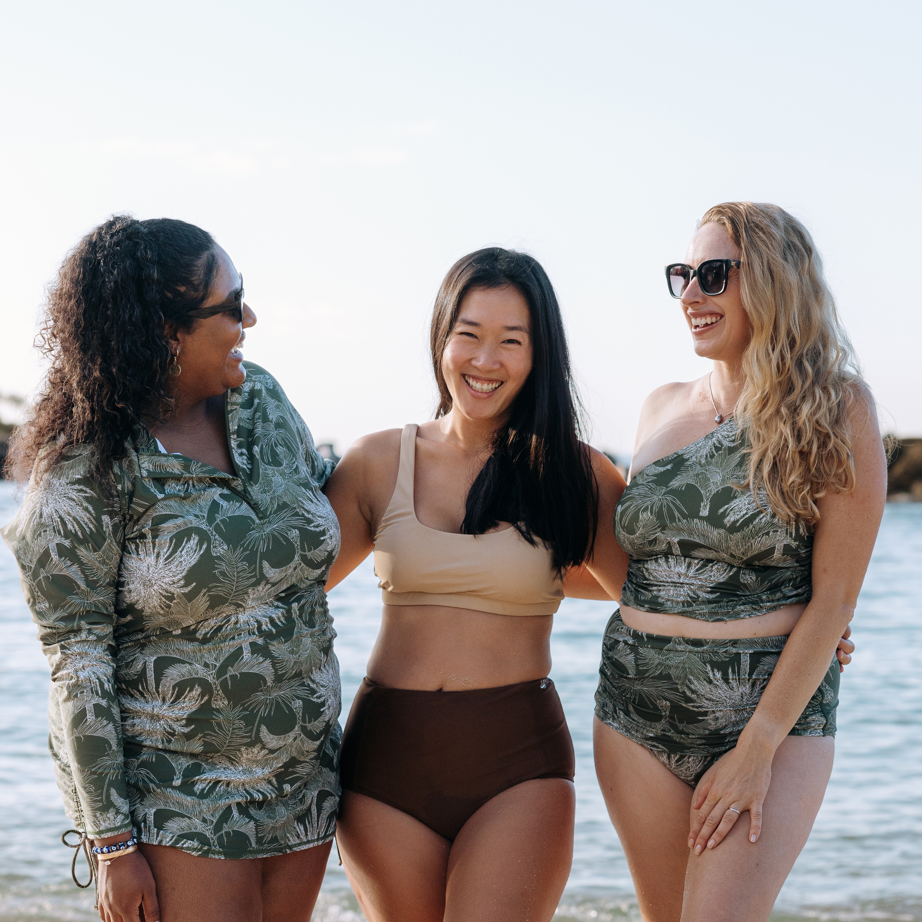 Women’s One Shoulder Crop Bikini Top | “Hawaiian Rainforest”-SwimZip UPF 50+ Sun Protective Swimwear & UV Zipper Rash Guards-pos5