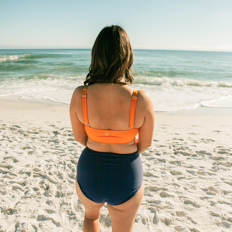 Women's Scoop Neck Bikini Top | "Orange"-SwimZip UPF 50+ Sun Protective Swimwear & UV Zipper Rash Guards-pos5