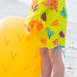 Girls Long Sleeve Swim Dress Cover Up | "Coral"-SwimZip UPF 50+ Sun Protective Swimwear & UV Zipper Rash Guards-pos5