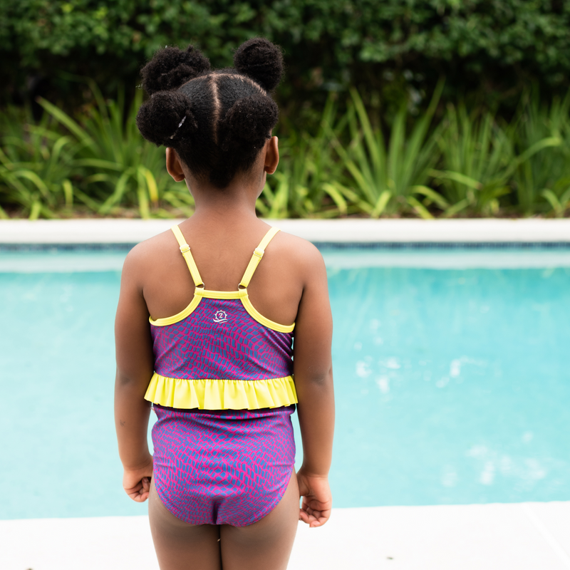 Girls One-Piece Swimsuit + Long Sleeve Rash Guard Set (2 Piece) | "In Disguise"-SwimZip UPF 50+ Sun Protective Swimwear & UV Zipper Rash Guards-pos5