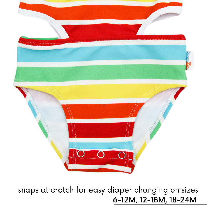 Girls One-Piece Cut Out Swimsuit + Long Sleeve Rash Guard Set (2 Piece) - "Rainbow"-SwimZip UPF 50+ Sun Protective Swimwear & UV Zipper Rash Guards-pos4