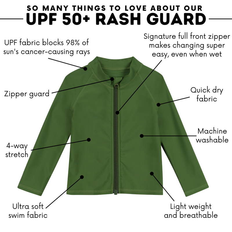 Kids UPF 50+ Long Sleeve Zipper Rash Guard Swim Shirt | "Garden Green"-SwimZip UPF 50+ Sun Protective Swimwear & UV Zipper Rash Guards-pos3