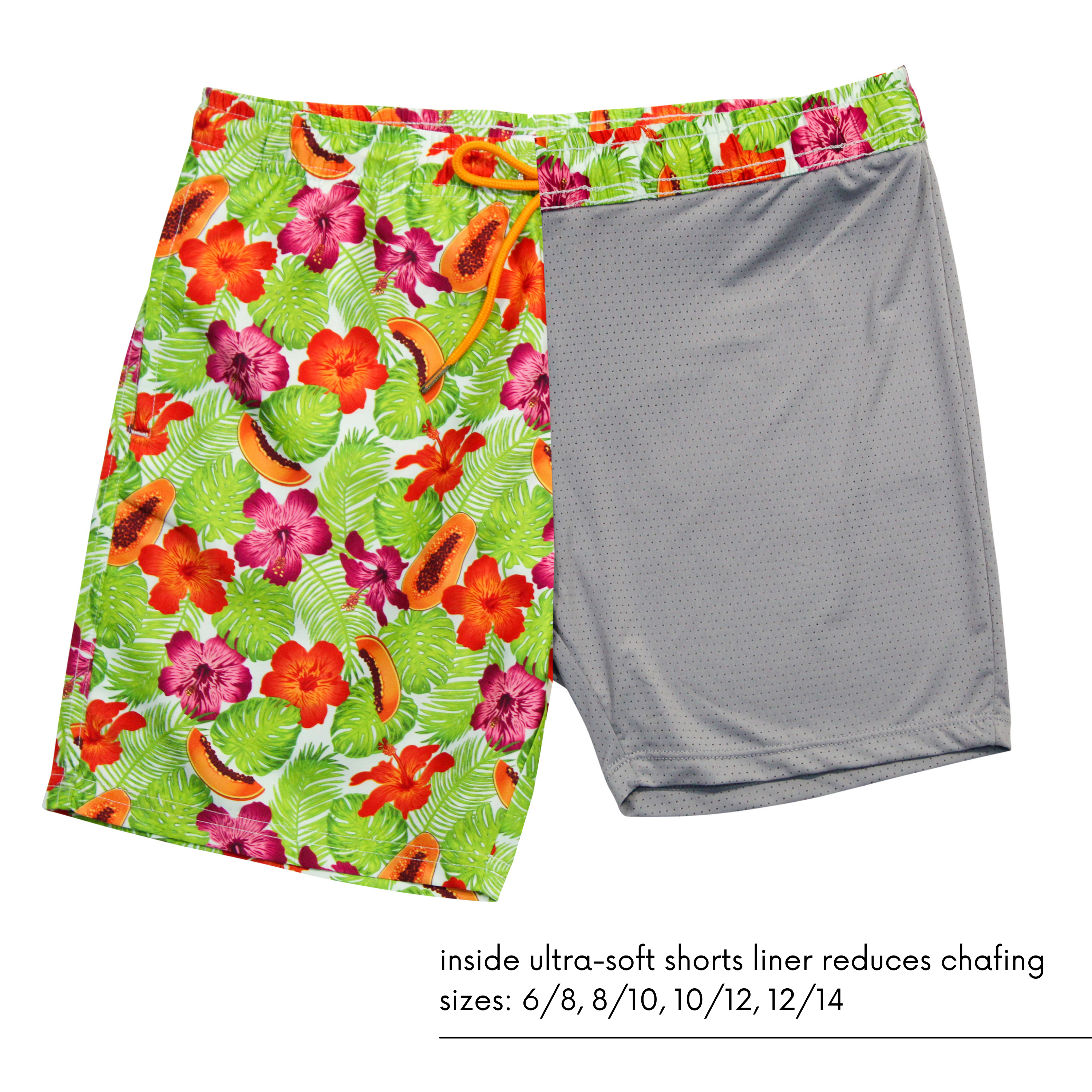 Boys Swim Trunks Boxer Brief Liner (sizes 6-14) | "Hibiscus"-SwimZip UPF 50+ Sun Protective Swimwear & UV Zipper Rash Guards-pos3