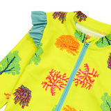 Girls Long Sleeve Rash Guard Ruffle Bottom Swimsuit Set (2 Piece) | "Coral"-SwimZip UPF 50+ Sun Protective Swimwear & UV Zipper Rash Guards-pos6