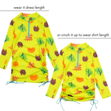 Girls Long Sleeve Swim Dress Cover Up | "Coral"-SwimZip UPF 50+ Sun Protective Swimwear & UV Zipper Rash Guards-pos6