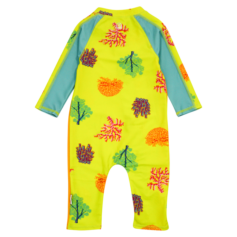 Sunsuit - Long Sleeve Romper Swimsuit | "Coral"-SwimZip UPF 50+ Sun Protective Swimwear & UV Zipper Rash Guards-pos6