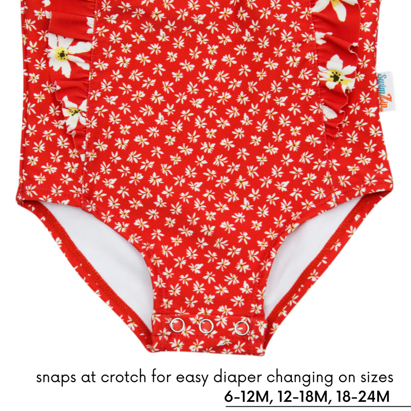 Girls Ruffle One-Piece Swimsuit | "Too Sweet" Daisy-SwimZip UPF 50+ Sun Protective Swimwear & UV Zipper Rash Guards-pos4