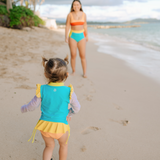 Girls Long Sleeve Rash Guard Ruffle Bottom Swimsuit Set (2 Piece) | "Color Pop"-SwimZip UPF 50+ Sun Protective Swimwear & UV Zipper Rash Guards-pos8