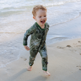 Sunsuit - Long Sleeve Romper Swimsuit | "Hawaiian Rainforest"-SwimZip UPF 50+ Sun Protective Swimwear & UV Zipper Rash Guards-pos2