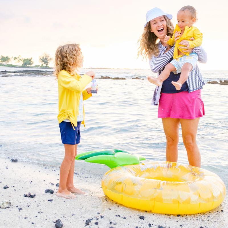 Kids Euro Swim Shorties | "Mediterranean Lemons"-SwimZip UPF 50+ Sun Protective Swimwear & UV Zipper Rash Guards-pos7
