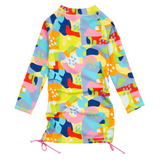 Girls Long Sleeve Swim Dress Cover Up | "Joyful"-SwimZip UPF 50+ Sun Protective Swimwear & UV Zipper Rash Guards-pos7