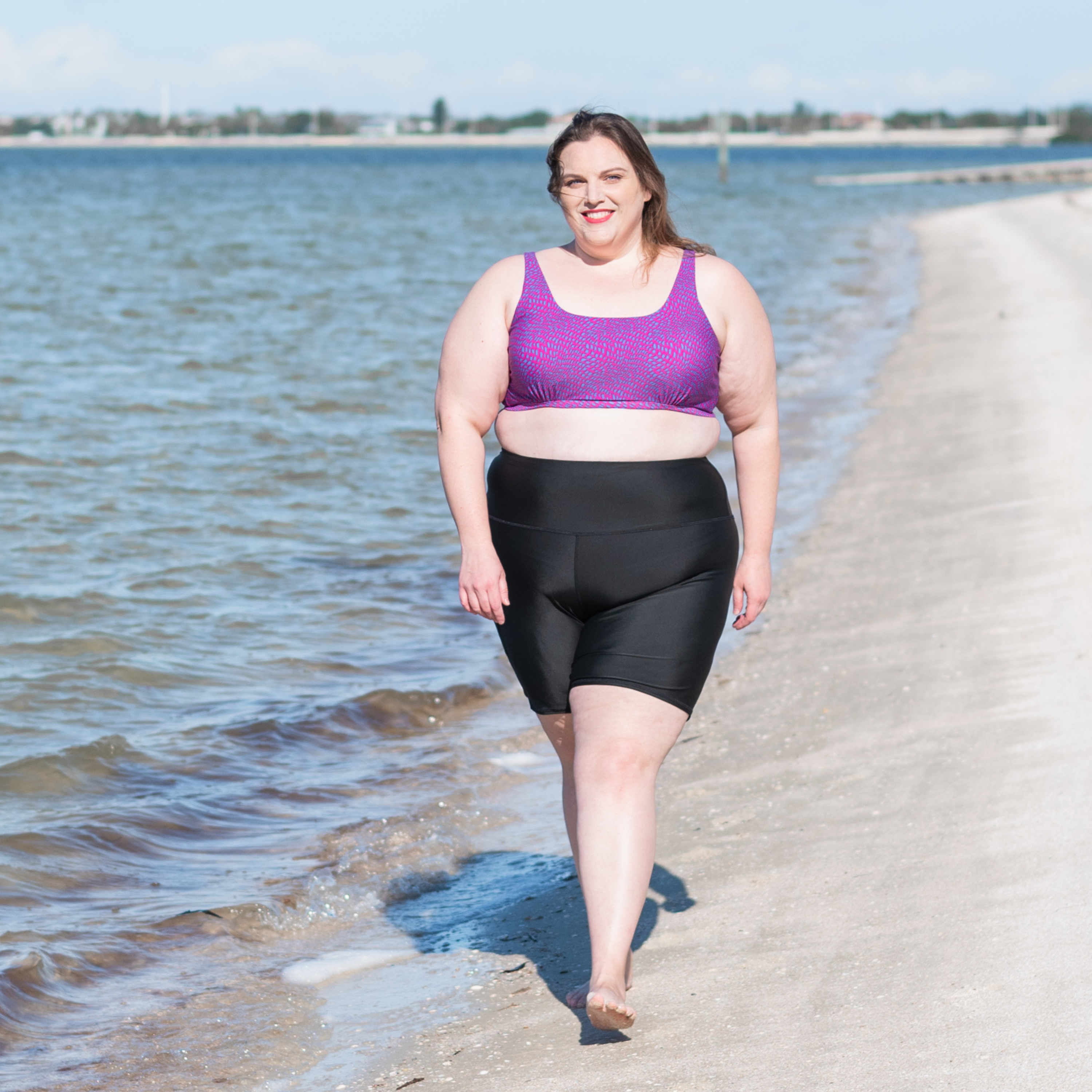 Women s Long Swim Bike Short with Pocket Black