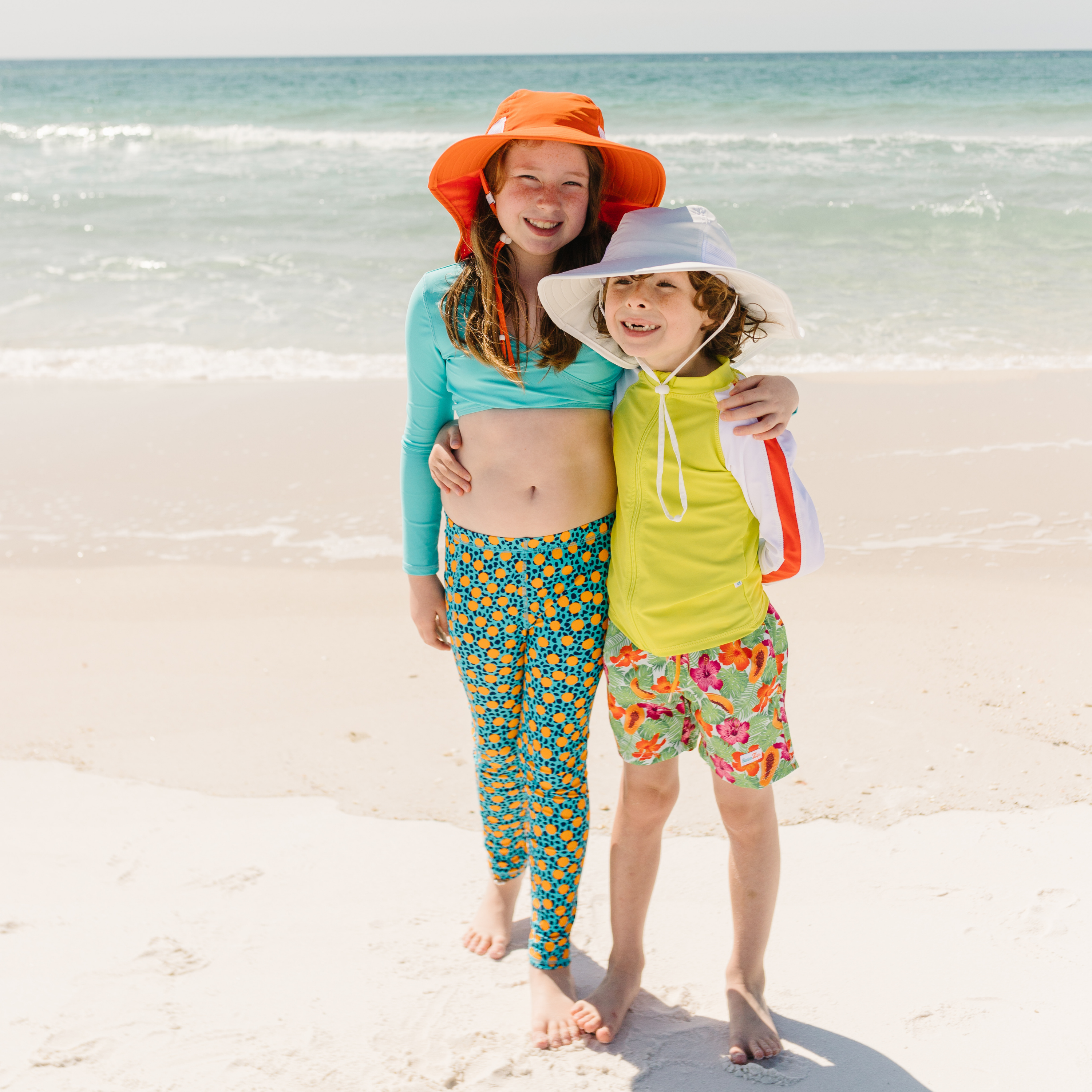 Kids Wide Brim + Flap Neck Sun Protective Adventure Hat - White-SwimZip UPF 50+ Sun Protective Swimwear & UV Zipper Rash Guards-pos7