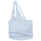 Women’s One Shoulder Crop Bikini Top | “Blue Gingham”-SwimZip UPF 50+ Sun Protective Swimwear & UV Zipper Rash Guards-pos8