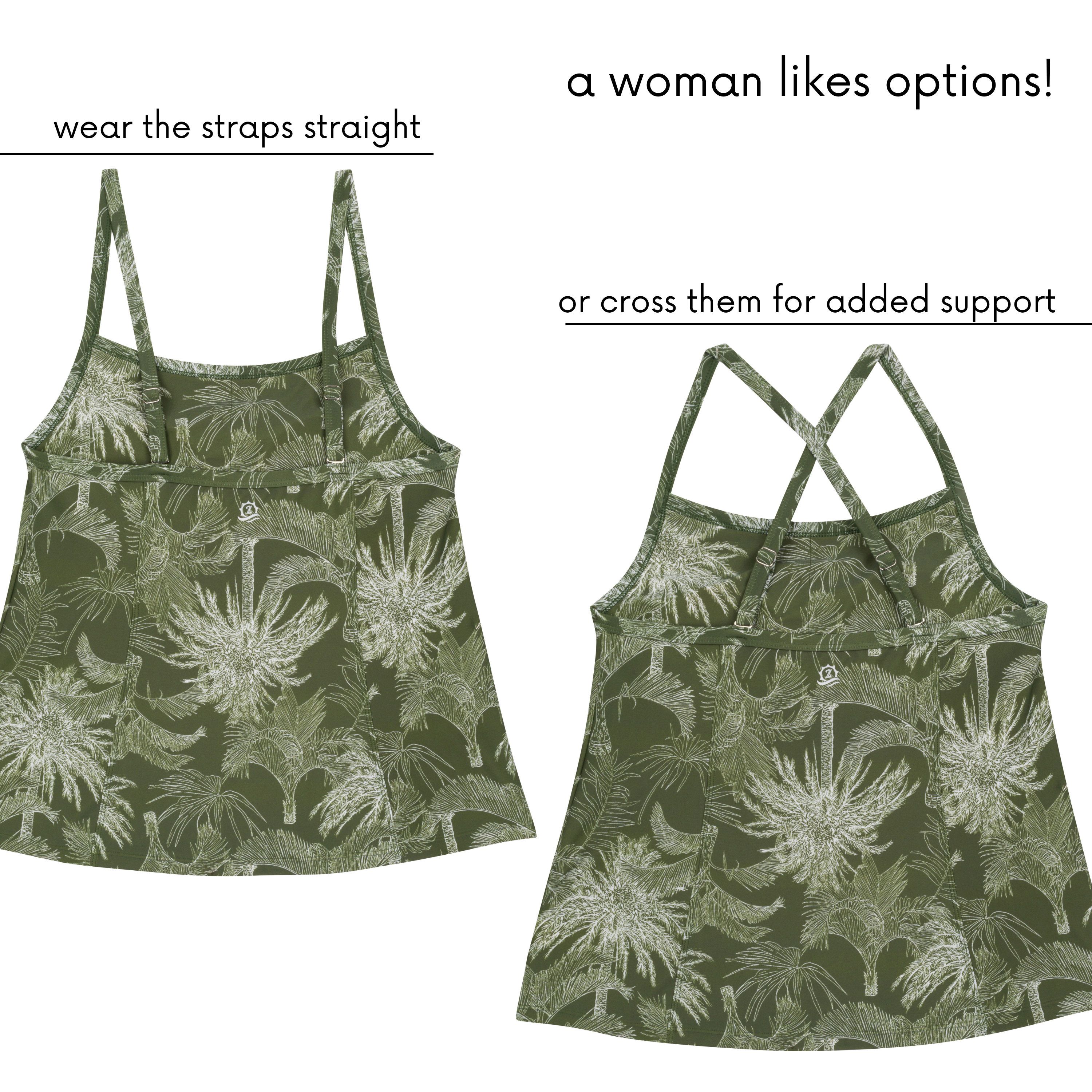 Women’s Strappy A-Line Tankini Top | “Hawaiian Rainforest”-SwimZip UPF 50+ Sun Protective Swimwear & UV Zipper Rash Guards-pos6