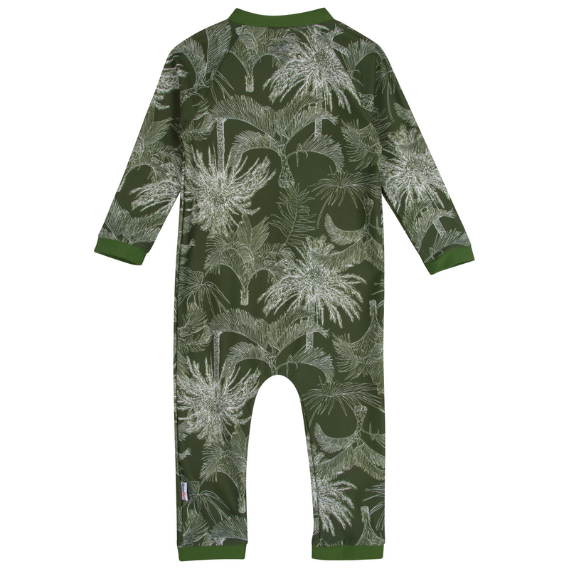 Sunsuit - Long Sleeve Romper Swimsuit | "Hawaiian Rainforest"-SwimZip UPF 50+ Sun Protective Swimwear & UV Zipper Rash Guards-pos8