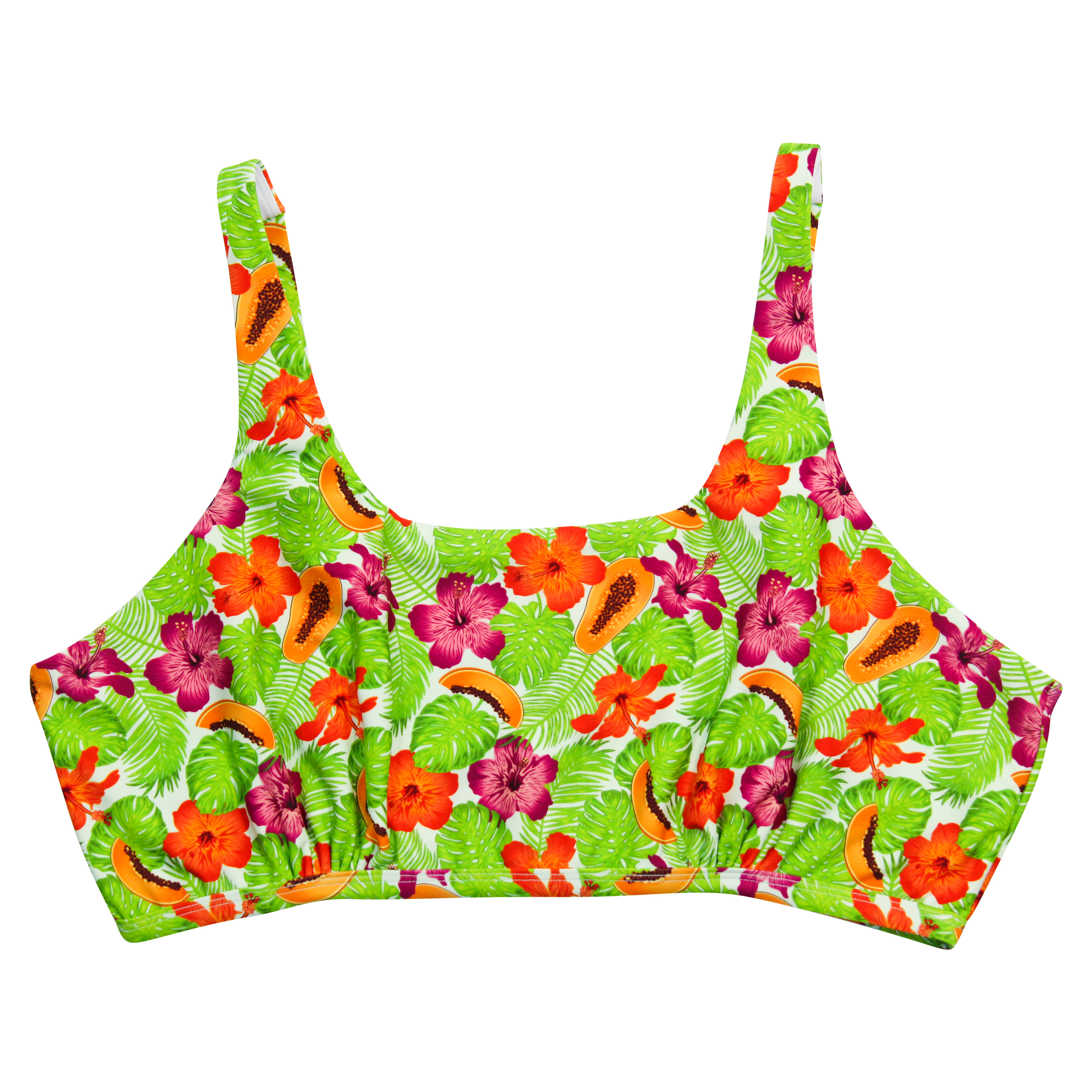 Women's Scoop Neck Bikini Top Plus Size | "Hibiscus"-1X-Hibiscus-SwimZip UPF 50+ Sun Protective Swimwear & UV Zipper Rash Guards-pos1
