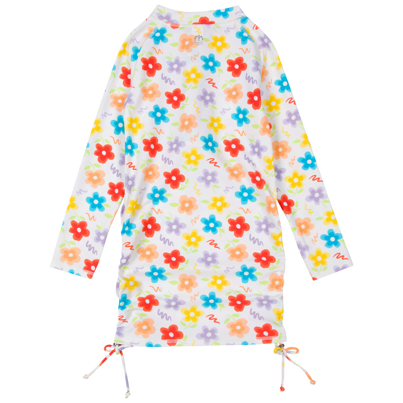 Girls Long Sleeve Swim Dress Cover Up | "Blossom"-SwimZip UPF 50+ Sun Protective Swimwear & UV Zipper Rash Guards-pos9