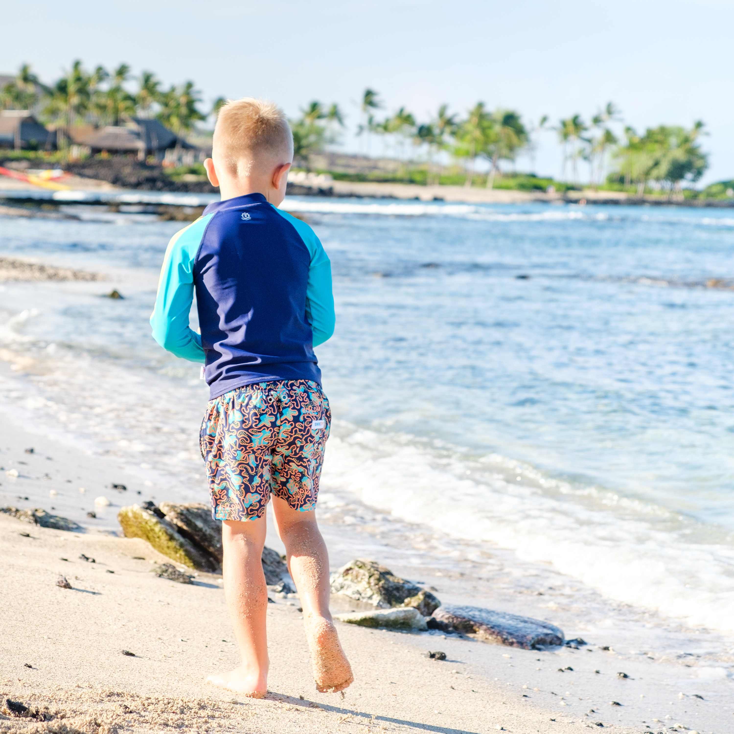 Boys Long Sleeve Zipper Rash Guard and Swim Trunk Set | "Deep Dive"-SwimZip UPF 50+ Sun Protective Swimwear & UV Zipper Rash Guards-pos10