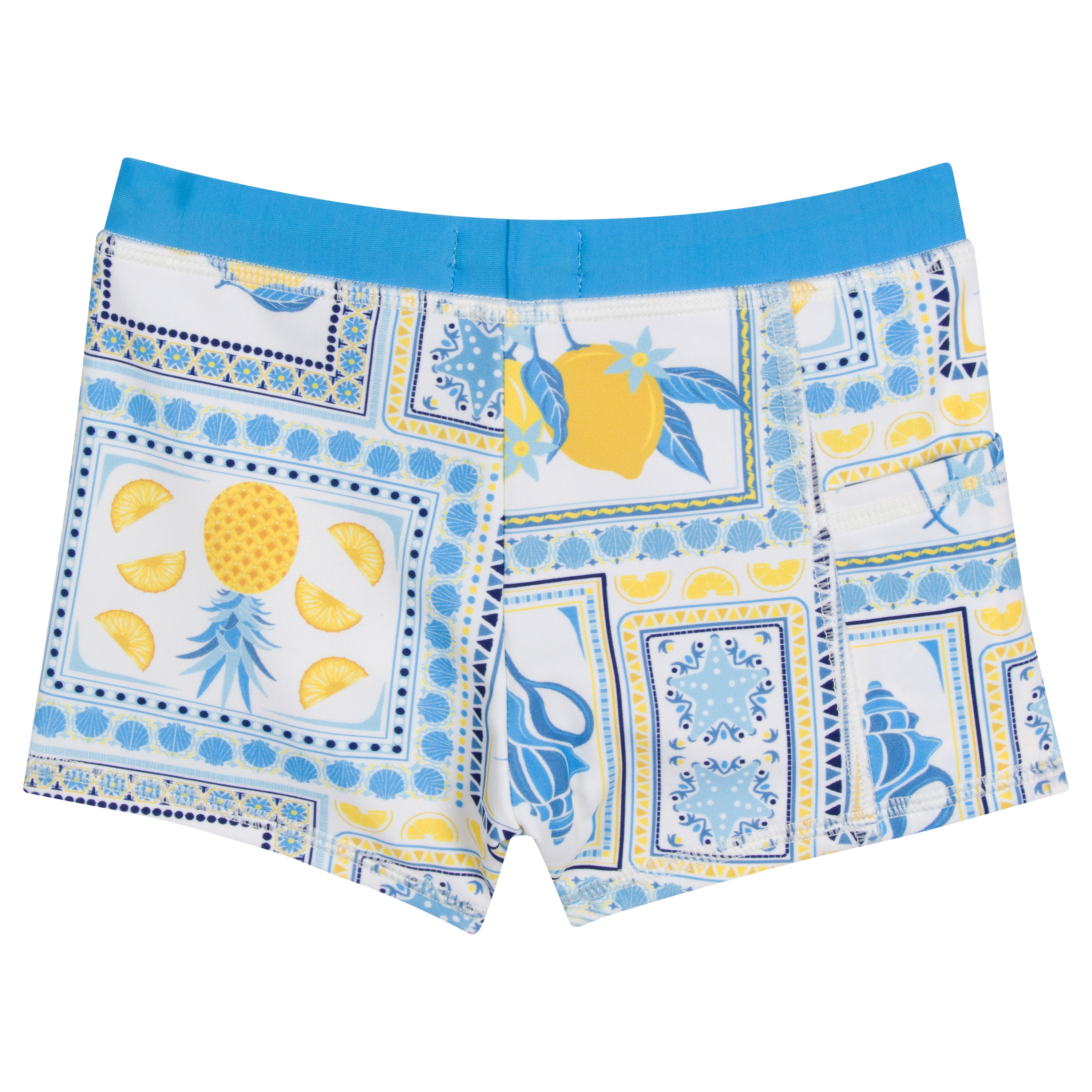 Kids Euro Swim Shorties | "Mediterranean Lemons"-SwimZip UPF 50+ Sun Protective Swimwear & UV Zipper Rash Guards-pos9