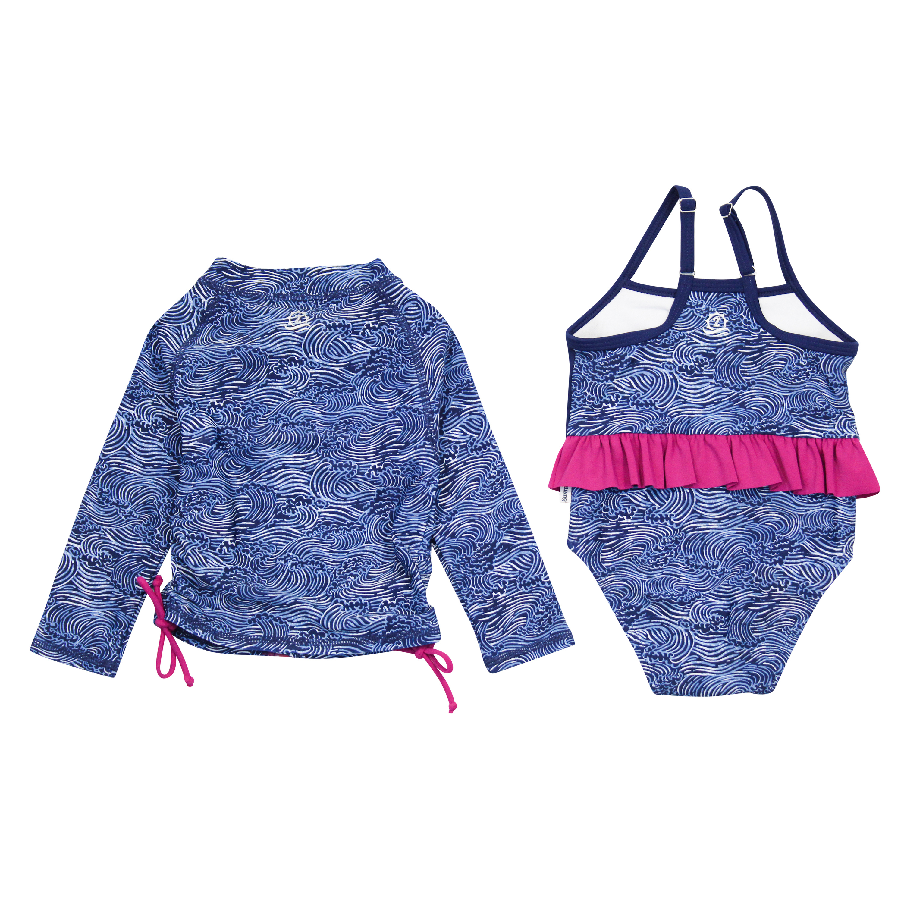 Girls One-Piece Swimsuit + Long Sleeve Rash Guard Set (2 Piece) | "Ocean Breeze"-SwimZip UPF 50+ Sun Protective Swimwear & UV Zipper Rash Guards-pos9