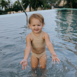 Girls Halter Top Bikini Set (2 Piece) | "Sandy Beach"-SwimZip UPF 50+ Sun Protective Swimwear & UV Zipper Rash Guards-pos5