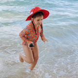 Girls Long Sleeve Surf Suit (One Piece Bodysuit) | "Swirl"-SwimZip UPF 50+ Sun Protective Swimwear & UV Zipper Rash Guards-pos9