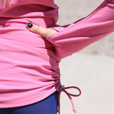 Girls Long Sleeve Swim Dress Cover Up | "Rose Pink"-SwimZip UPF 50+ Sun Protective Swimwear & UV Zipper Rash Guards-pos12