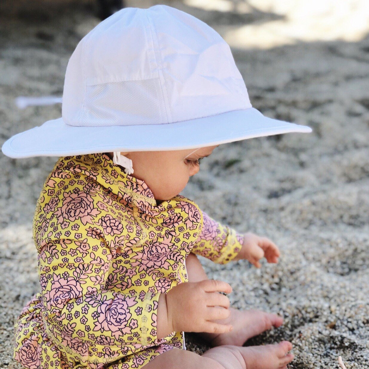 SwimZip Kid's Sun Hat - Wide Brim UPF 50+ Sun Protection Hat | White 6-24 Month