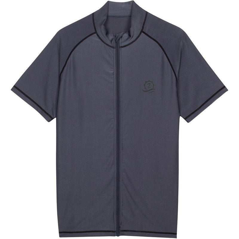 Men's Short Sleeve Rash Guard Swim Shirt - “Gray”-Small-Gray-SwimZip UPF 50+ Sun Protective Swimwear & UV Zipper Rash Guards-pos1