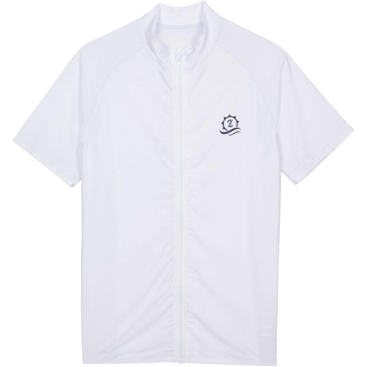 Men's Short Sleeve Rash Guard | “White”-Large-White-SwimZip UPF 50+ Sun Protective Swimwear & UV Zipper Rash Guards-pos1