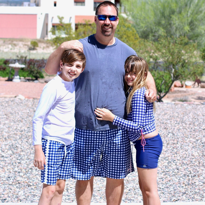 Men's 8" Swim Trunks Boxer Brief Liner | "Navy Gingham"-SwimZip UPF 50+ Sun Protective Swimwear & UV Zipper Rash Guards-pos7