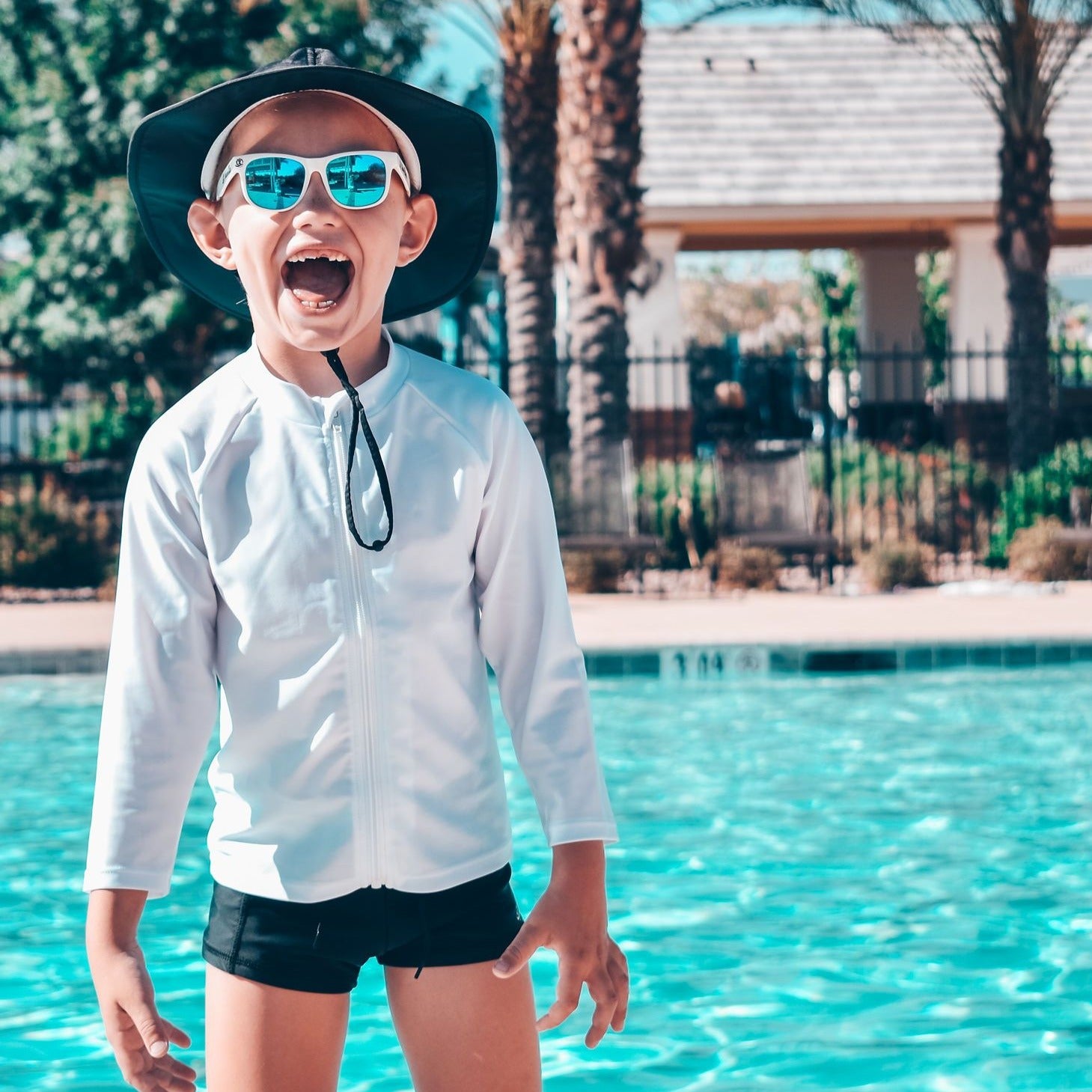 SwimZip unisex Child Wide Brim Sun Protection Hat UPF 50 Adjustable ,black,6-24 Mont, 6-24 Months
