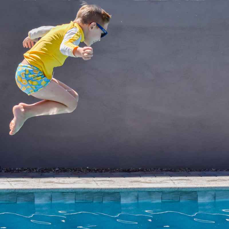 Kids Euro Swim Shorties | "Lemons"-SwimZip UPF 50+ Sun Protective Swimwear & UV Zipper Rash Guards-pos5