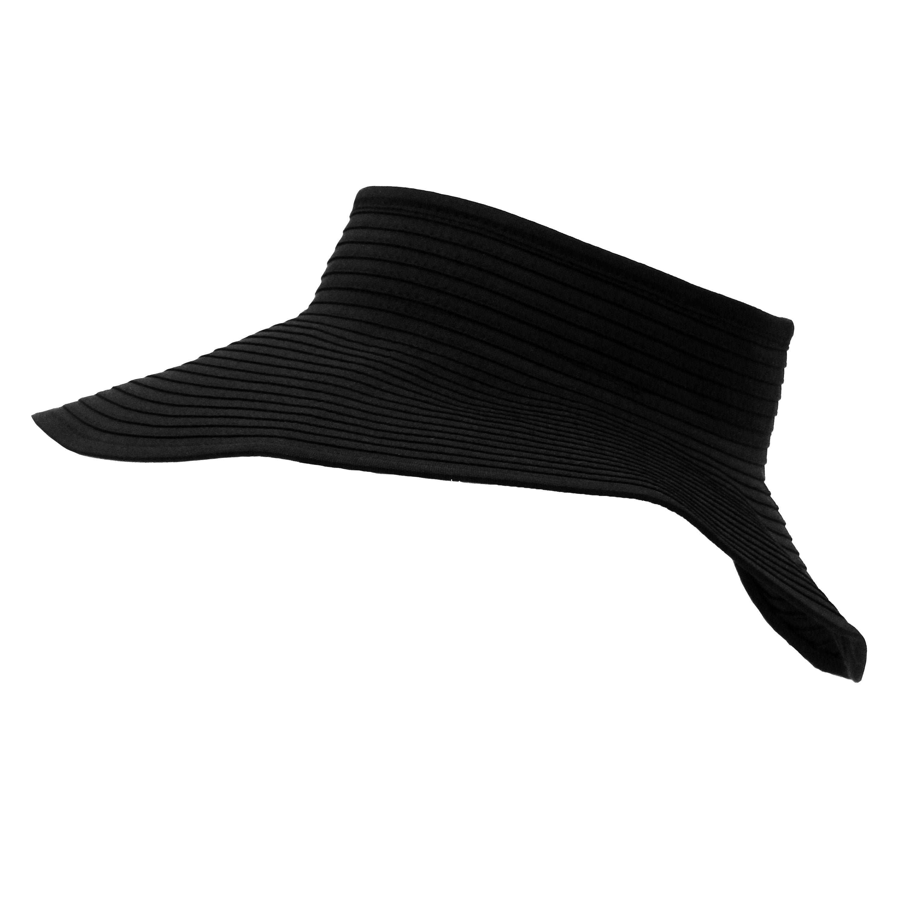 Women's Wide Brim Sun Visor - Black-Adult-Black-SwimZip UPF 50+ Sun Protective Swimwear & UV Zipper Rash Guards-pos1