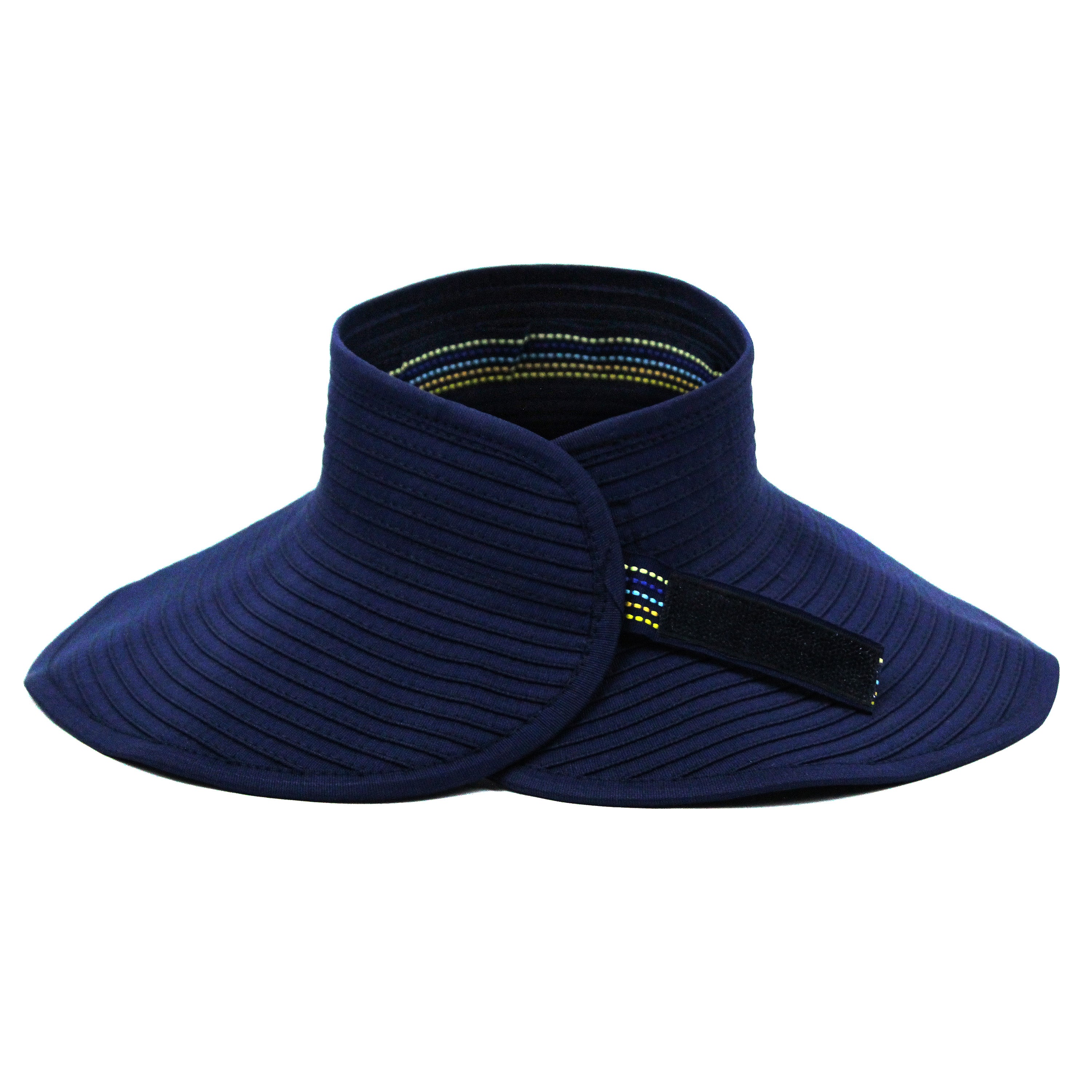 Women's Wide Brim Sun Visor - Navy-Adult-Navy-SwimZip UPF 50+ Sun Protective Swimwear & UV Zipper Rash Guards-pos3