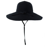 Women's Wide Brim Sun Hat - Black-Adult-Black-SwimZip UPF 50+ Sun Protective Swimwear & UV Zipper Rash Guards-pos4