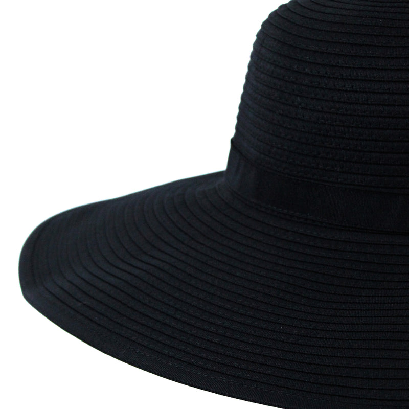 Women's Wide Brim Sun Hat - Black-Adult-Black-SwimZip UPF 50+ Sun Protective Swimwear & UV Zipper Rash Guards-pos3